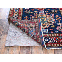 Load image into Gallery viewer, 2&#39;8&quot;x9&#39;6&quot; Navy Blue, Afghan Ersari With Turkish Knot, Caucasian Design Revival, Small Animal Figurines, Vegetable Dyes, Densely Woven, Hand Knotted, Soft Wool, Runner, Oriental Rug FWR3738