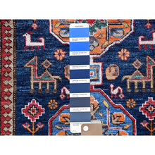 Load image into Gallery viewer, 2&#39;8&quot;x9&#39;6&quot; Navy Blue, Afghan Ersari With Turkish Knot, Caucasian Design Revival, Small Animal Figurines, Vegetable Dyes, Densely Woven, Hand Knotted, Soft Wool, Runner, Oriental Rug FWR3738