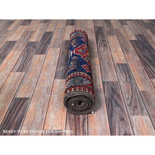 Load image into Gallery viewer, 2&#39;8&quot;x9&#39;6&quot; Navy Blue, Afghan Ersari With Turkish Knot, Caucasian Design Revival, Small Animal Figurines, Vegetable Dyes, Densely Woven, Hand Knotted, Soft Wool, Runner, Oriental Rug FWR3738