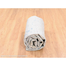Load image into Gallery viewer, 8&#39;1&quot;x10&#39; Dark Gray With Touches Of Blue And Yellow Modern Wool And Silk Hand Knotted Oriental Rug FWR374430