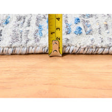 Load image into Gallery viewer, 8&#39;1&quot;x10&#39; Dark Gray With Touches Of Blue And Yellow Modern Wool And Silk Hand Knotted Oriental Rug FWR374430