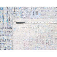 Load image into Gallery viewer, 8&#39;1&quot;x10&#39; Dark Gray With Touches Of Blue And Yellow Modern Wool And Silk Hand Knotted Oriental Rug FWR374430
