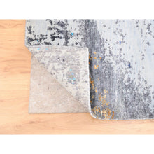 Load image into Gallery viewer, 8&#39;x10&#39; Charcoal Black With Pop Of Colors Modern Wool And Silk Hand Knotted Oriental Rug FWR374442