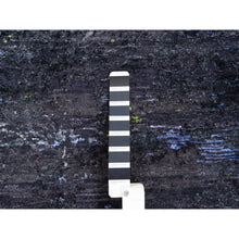 Load image into Gallery viewer, 8&#39;x10&#39; Charcoal Black With Pop Of Colors Modern Wool And Silk Hand Knotted Oriental Rug FWR374442