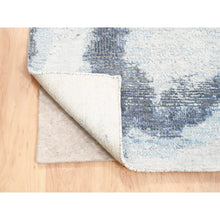 Load image into Gallery viewer, 7&#39;10&quot;x10&#39; Hand Knotted Black With A Mix Of Blue And Gray Modern Wool And Silk Oriental Rug FWR374466