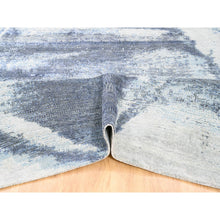 Load image into Gallery viewer, 7&#39;10&quot;x10&#39; Hand Knotted Black With A Mix Of Blue And Gray Modern Wool And Silk Oriental Rug FWR374466