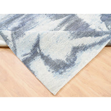 Load image into Gallery viewer, 7&#39;10&quot;x10&#39; Hand Knotted Black With A Mix Of Blue And Gray Modern Wool And Silk Oriental Rug FWR374466