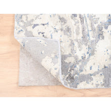 Load image into Gallery viewer, 4&#39;1&quot;x5&#39;9&quot; Ivory With A Mix Of Blue And Gray Wool And Silk Hand Knotted Abstract Design Modern Oriental Rug FWR374574
