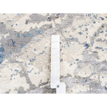 Load image into Gallery viewer, 4&#39;1&quot;x5&#39;9&quot; Ivory With A Mix Of Blue And Gray Wool And Silk Hand Knotted Abstract Design Modern Oriental Rug FWR374574
