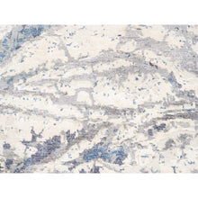 Load image into Gallery viewer, 4&#39;1&quot;x5&#39;9&quot; Ivory With A Mix Of Blue And Gray Wool And Silk Hand Knotted Abstract Design Modern Oriental Rug FWR374574