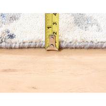 Load image into Gallery viewer, 4&#39;1&quot;x5&#39;9&quot; Ivory With A Mix Of Blue And Gray Wool And Silk Hand Knotted Abstract Design Modern Oriental Rug FWR374574