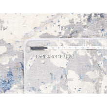 Load image into Gallery viewer, 4&#39;1&quot;x5&#39;9&quot; Ivory With A Mix Of Blue And Gray Wool And Silk Hand Knotted Abstract Design Modern Oriental Rug FWR374574