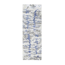 Load image into Gallery viewer, 2&#39;7&quot;x8&#39; Beige With Touches Of Blue Modern Wool And Silk Hand Knotted Oriental Rug FWR374604