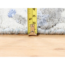 Load image into Gallery viewer, 2&#39;7&quot;x8&#39; Beige With Touches Of Blue Modern Wool And Silk Hand Knotted Oriental Rug FWR374604