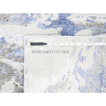 Load image into Gallery viewer, 2&#39;7&quot;x8&#39; Beige With Touches Of Blue Modern Wool And Silk Hand Knotted Oriental Rug FWR374604