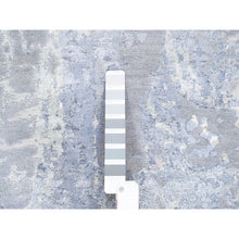 Load image into Gallery viewer, 3&#39;1&quot;x5&#39;1&quot; Wool And Silk Gray And Silver Blue Abstract Design Hand Knotted Modern Oriental Rug FWR374610