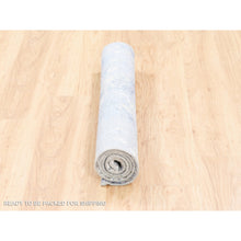 Load image into Gallery viewer, 3&#39;1&quot;x5&#39;1&quot; Wool And Silk Gray And Silver Blue Abstract Design Hand Knotted Modern Oriental Rug FWR374610