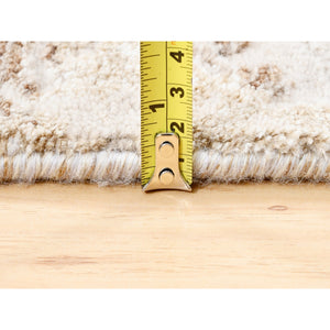 2'9"x10' Beige With A Mix Of Brown Modern Wool And Silk Hand Knotted Oriental Runner Rug FWR374622