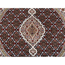 Load image into Gallery viewer, 4&#39;2&quot;x4&#39;2&quot; Black Round Tabriz Mahi Fish Medallion Design Wool Hand Knotted Oriental Rug FWR374676