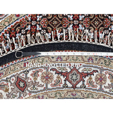 Load image into Gallery viewer, 4&#39;2&quot;x4&#39;2&quot; Black Round Tabriz Mahi Fish Medallion Design Wool Hand Knotted Oriental Rug FWR374676