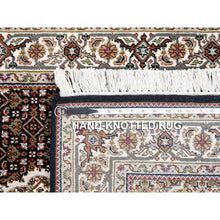 Load image into Gallery viewer, 3&#39;10&quot;x6&#39; Hand Knotted Black Tabriz Mahi Fish Medallion Design Wool Oriental Rug FWR374928
