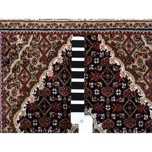 3'2"x5'4" Black Fish Medallion Design Tabriz Mahi Hand Knotted Wool Oriental Rug FWR374946