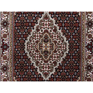 3'2"x5'4" Black Fish Medallion Design Tabriz Mahi Hand Knotted Wool Oriental Rug FWR374946