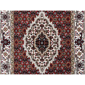 2'6"x16'3" Tabriz Mahi Fish Medallion Design Red Hand Knotted Wool And Silk Oriental Xl Runner Rug FWR375054