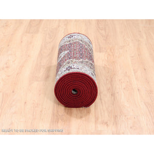 2'6"x16'3" Tabriz Mahi Fish Medallion Design Red Hand Knotted Wool And Silk Oriental Xl Runner Rug FWR375054