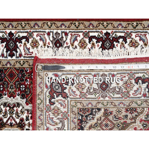 2'6"x16'3" Tabriz Mahi Fish Medallion Design Red Hand Knotted Wool And Silk Oriental Xl Runner Rug FWR375054