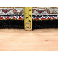 Load image into Gallery viewer, 3&#39;2&quot;x5&#39;6&quot; Black Wool Fish Medallion Design Tabriz Mahi Hand Knotted Oriental Rug FWR375198