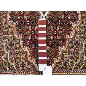 2'7"x6'8" Hand Knotted Red Tabriz Mahi Fish Medallion Design Wool Oriental Runner Rug FWR375222