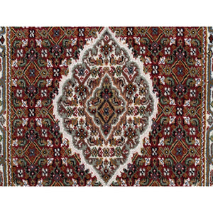 2'7"x6'8" Hand Knotted Red Tabriz Mahi Fish Medallion Design Wool Oriental Runner Rug FWR375222