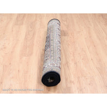 Load image into Gallery viewer, 5&#39;x5&#39; Hand Knotted Black Wool Fish Medallion Design Tabriz Mahi Oriental Square Rug FWR375258