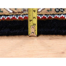Load image into Gallery viewer, 5&#39;x5&#39; Hand Knotted Black Wool Fish Medallion Design Tabriz Mahi Oriental Square Rug FWR375258