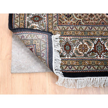 Load image into Gallery viewer, 6&#39;1&quot;x6&#39;1&quot; Tabriz Mahi Fish Medallion Design Black Hand Knotted Wool Oriental Square Rug FWR375300