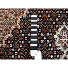 Load image into Gallery viewer, 6&#39;1&quot;x6&#39;1&quot; Tabriz Mahi Fish Medallion Design Black Hand Knotted Wool Oriental Square Rug FWR375300