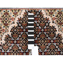 Load image into Gallery viewer, 4&#39;2&quot;x6&#39;1&quot; Hand Knotted Black Tabriz Mahi Fish Medallion Design Wool And Silk Oriental Rug FWR375414
