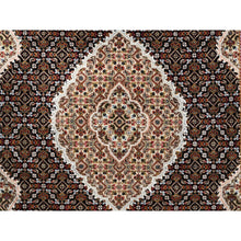 Load image into Gallery viewer, 4&#39;2&quot;x6&#39;1&quot; Hand Knotted Black Tabriz Mahi Fish Medallion Design Wool And Silk Oriental Rug FWR375414