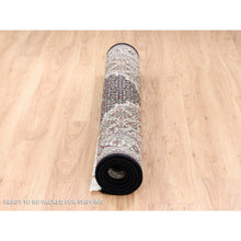 Load image into Gallery viewer, 4&#39;2&quot;x6&#39;1&quot; Hand Knotted Black Tabriz Mahi Fish Medallion Design Wool And Silk Oriental Rug FWR375414