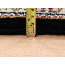 Load image into Gallery viewer, 4&#39;2&quot;x6&#39;1&quot; Hand Knotted Black Tabriz Mahi Fish Medallion Design Wool And Silk Oriental Rug FWR375414