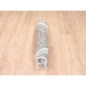 4'x4' Hand Knotted Ivory Wool Fish Medallion Design Tabriz Mahi Oriental Round Rug FWR375546
