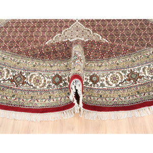 9'10"x9'10" Hand Knotted Red Tabriz Mahi Fish Medallion Design Wool Oriental Round Rug FWR375798