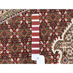 9'10"x9'10" Hand Knotted Red Tabriz Mahi Fish Medallion Design Wool Oriental Round Rug FWR375798