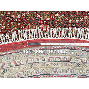 9'10"x9'10" Hand Knotted Red Tabriz Mahi Fish Medallion Design Wool Oriental Round Rug FWR375798