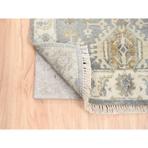 2'8"x17'10" Silver Karajeh Design Pure Wool Hand Knotted Oriental Xl Runner Rug FWR375876