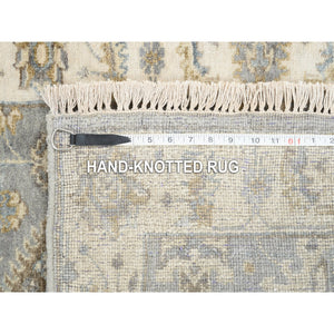 2'8"x17'10" Silver Karajeh Design Pure Wool Hand Knotted Oriental Xl Runner Rug FWR375876