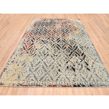 Load image into Gallery viewer, 8&#39;1&quot;x10&#39;1&quot; Silver Gray Supple Collection Erased Mughal Design Hand Knotted Pure Wool Oriental Rug FWR375894