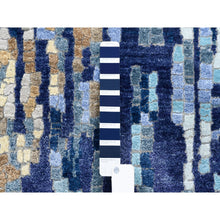 Load image into Gallery viewer, 3&#39;10&quot;x11&#39;8&quot; Hand Knotted Blue Mosaic Design Wool And Silk Persian Knot Oriental Wide Runner Rug FWR375900