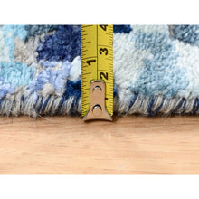 Load image into Gallery viewer, 3&#39;10&quot;x11&#39;8&quot; Hand Knotted Blue Mosaic Design Wool And Silk Persian Knot Oriental Wide Runner Rug FWR375900